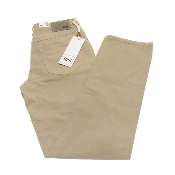 Hiltl NWT 5 Pocket Jean Cut Pants Size 46 30 US Kid Solid Tan Cotton Blend